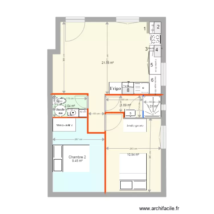CuisineAptSoleMioV15PorteSdBinvers&eacute;e. Plan de 