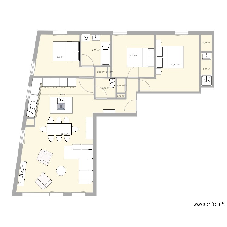 rivage B33 cloison relevée. Plan de 0 pièce et 0 m2