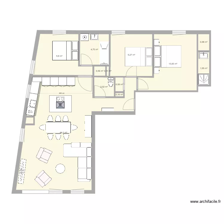 rivage B33 cloison relev&eacute;e. Plan de 