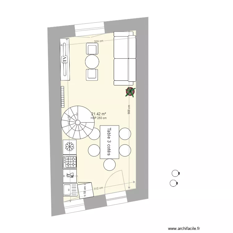 T3 rdc colimaçon. Plan de T3 rdc colimaçon. Plan de
