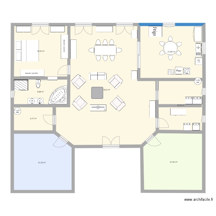 Maison 3. Plan de 8 pièces et 176 m2