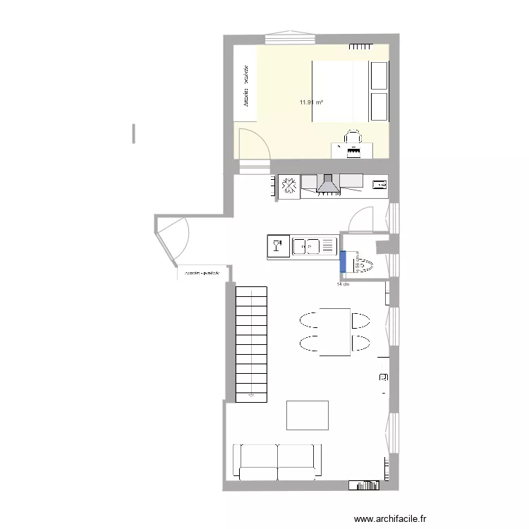 93310 wc face petite fenetre. Plan de 