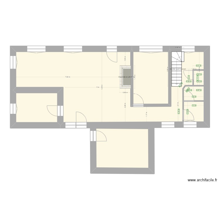 Cuisine V1. Plan de 4 pièces et 84 m2