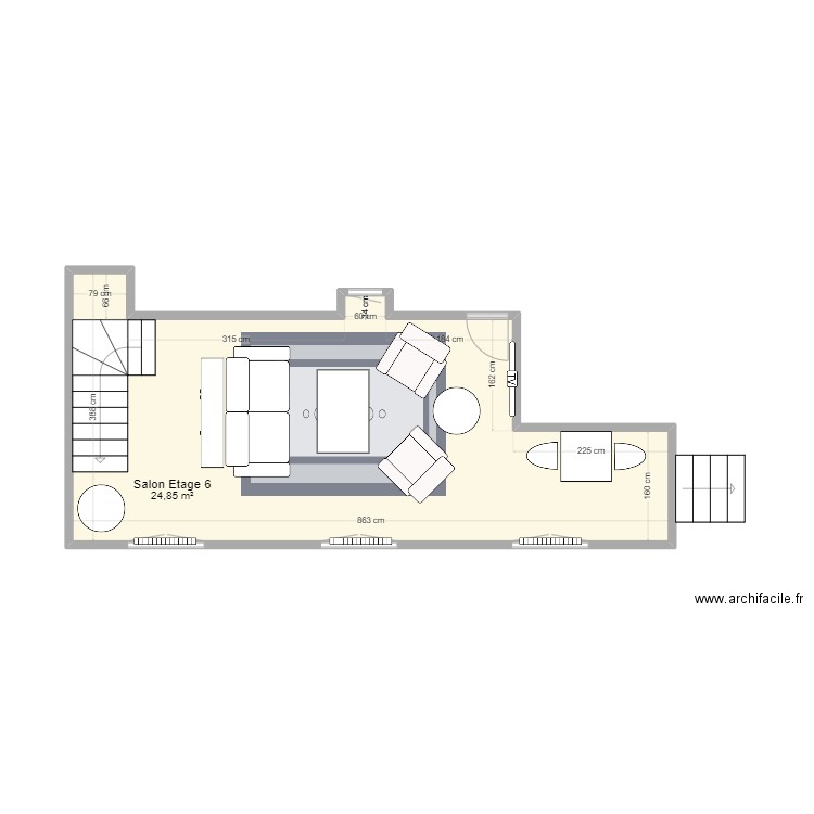 Fleurs Etage 6. Plan de 1 pièce et 25 m2