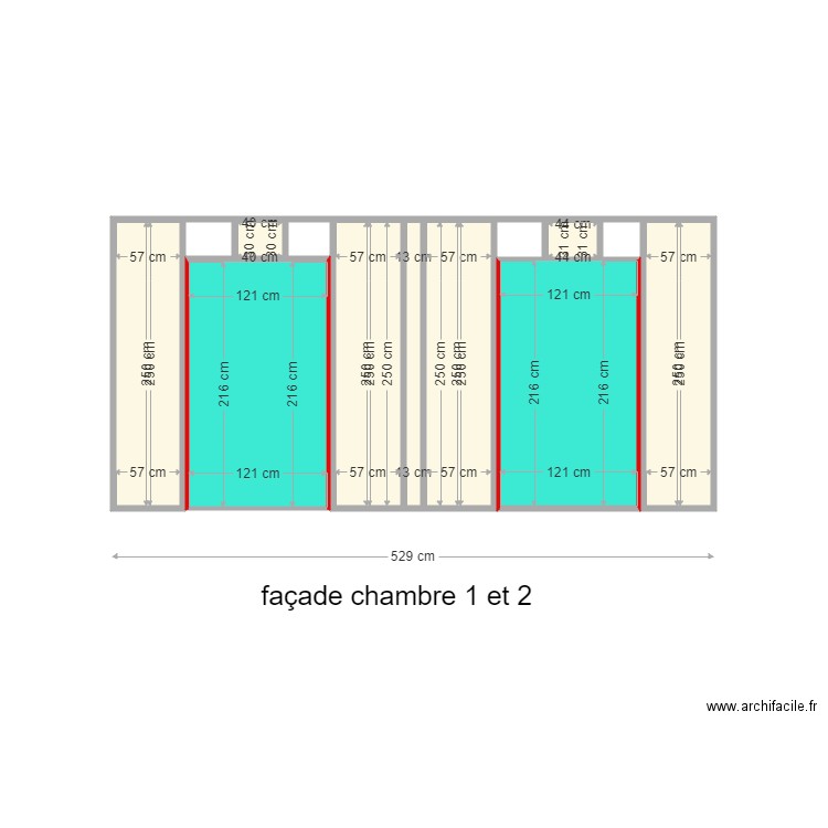 facade chambre  1et 2. Plan de 0 pièce et 0 m2