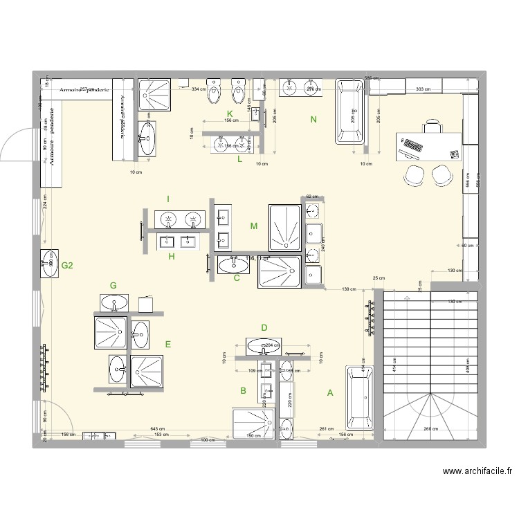 SALLE EXPO salle de bain  V01. Plan de 1 pièce et 116 m2