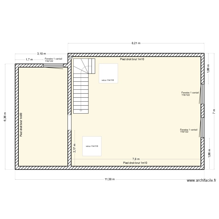 PLAN EXECUTION MACONNERIE ETAGE. Plan de 3 pièces et 69 m2