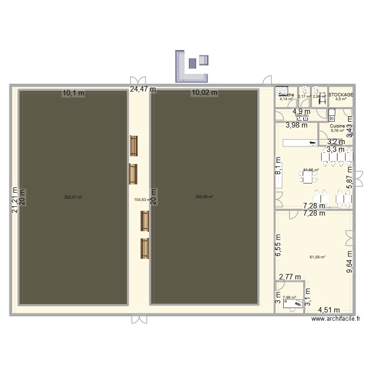 CENTRE MULTISPORT 2. Plan de 12 pièces et 1072 m2