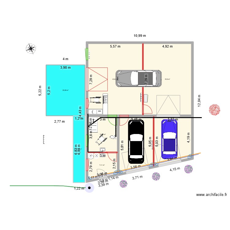 Garage Fissou double 13. Plan de 3 pièces et 133 m2