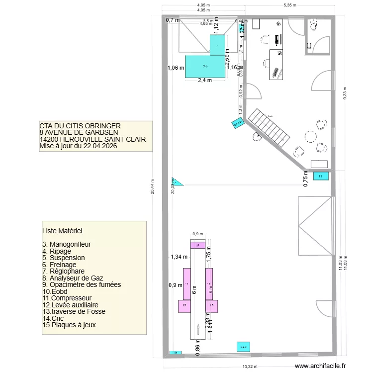 Implantation CTA DU CITIS OBRINGER au 22.04.2026. Plan de 2  et 194 m²