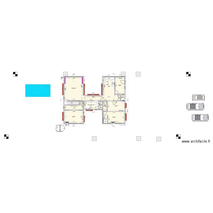 plan final sans mobilier. Plan de 19 pièces et 157 m2