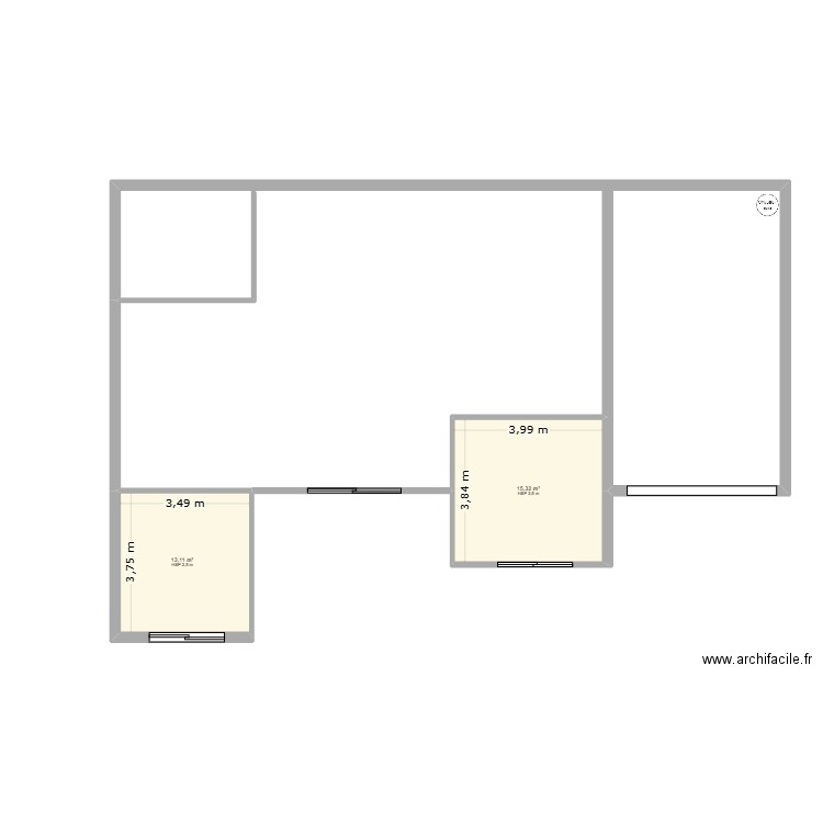 plan maison jno 4. Plan de 2 pièces et 28 m2