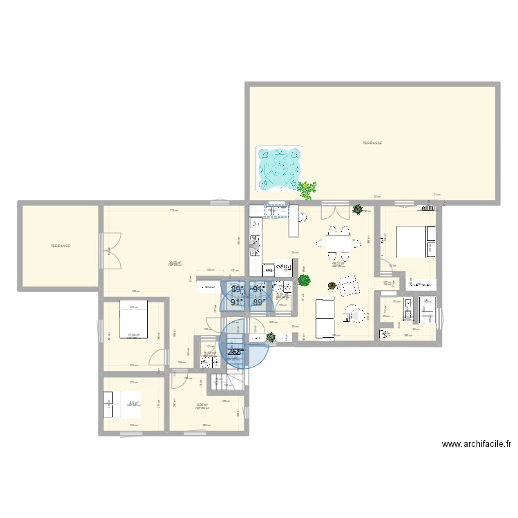 Etage villa ed tom. Plan de 12 pièces et 219 m2