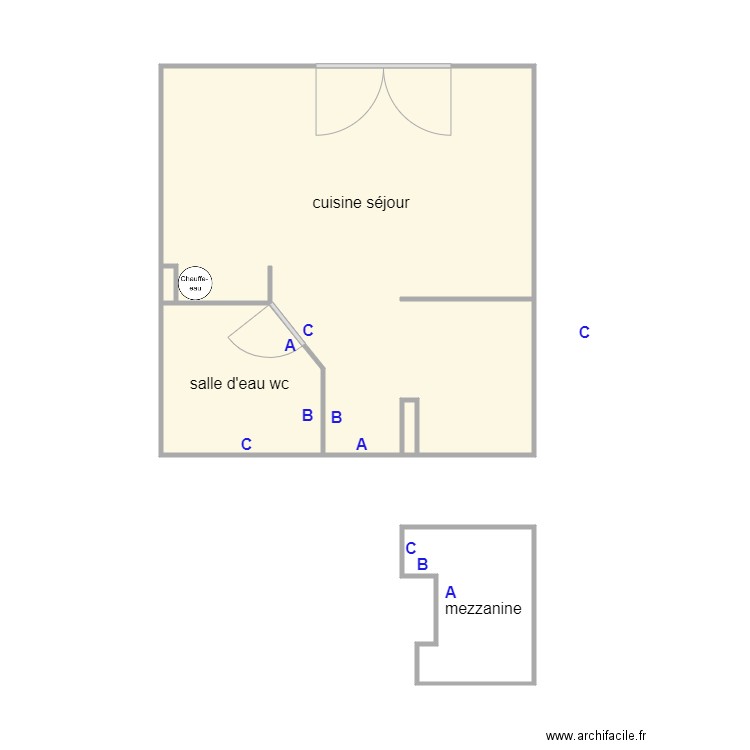 CAILLER AM 1143. Plan de 5 pièces et 36 m2