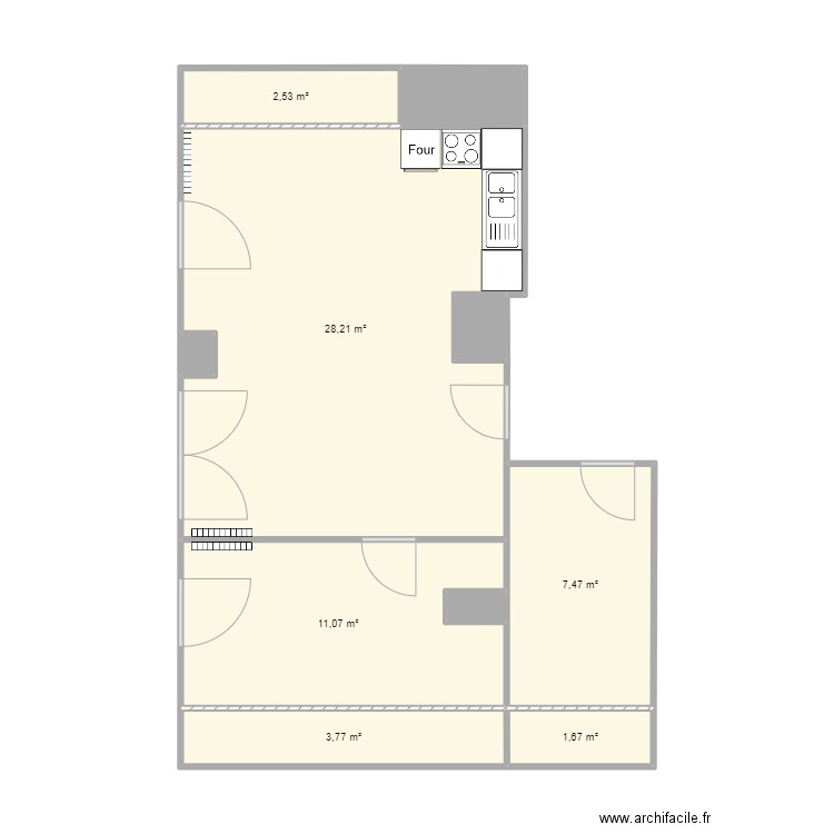 Lot 212 plan initial. Plan de 10 pièces et 57 m2