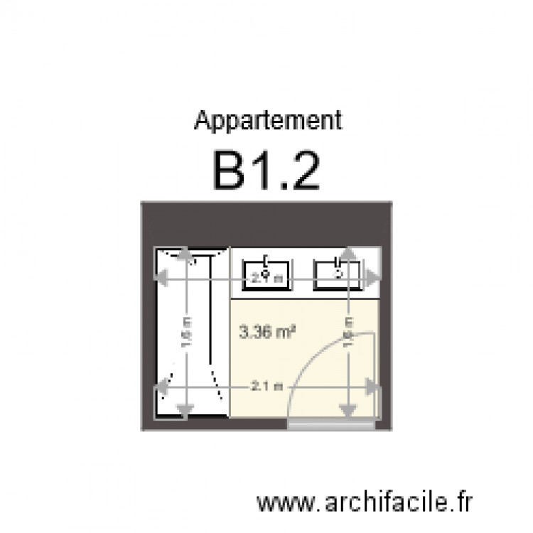 B 1 2 Salle de bain. Plan de 0 pièce et 0 m2