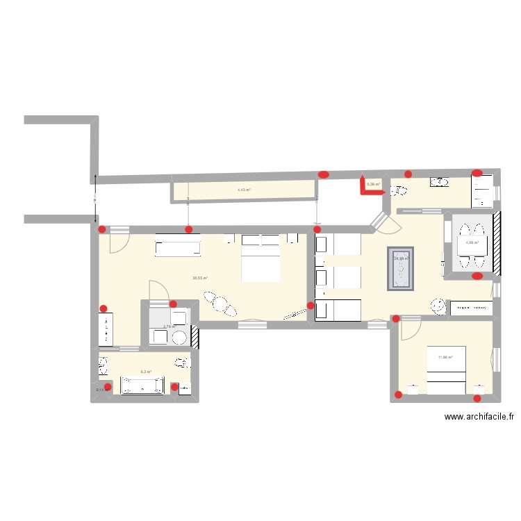 plan cotation ok 1er . Plan de 9 pièces et 90 m2