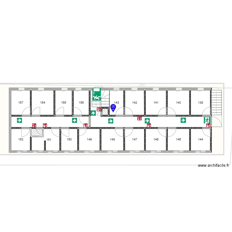 Plan évacuation rocade Chambre 143  . Plan de 0 pièce et 0 m2