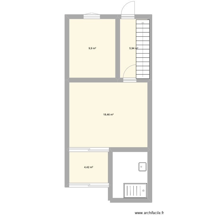 appart 1. Plan de 4 pièces et 39 m2