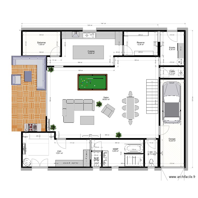 definitif. Plan de 17 pièces et 173 m2