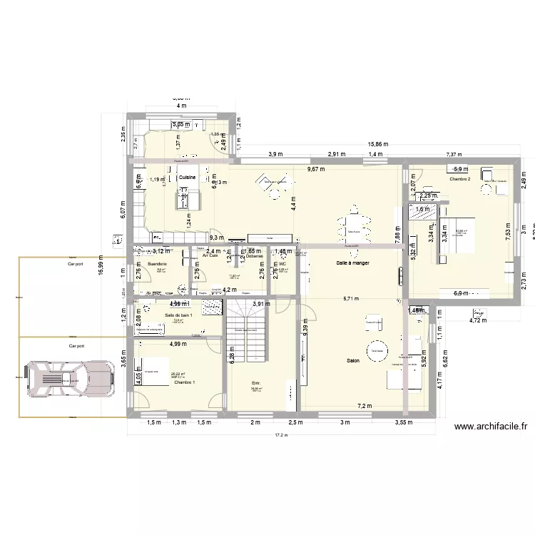 maison mezza retourne. Plan de 