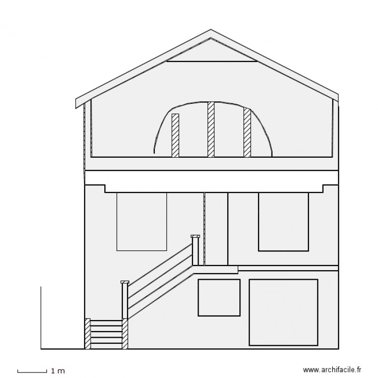 Façade principale. Plan de 0 pièce et 0 m2