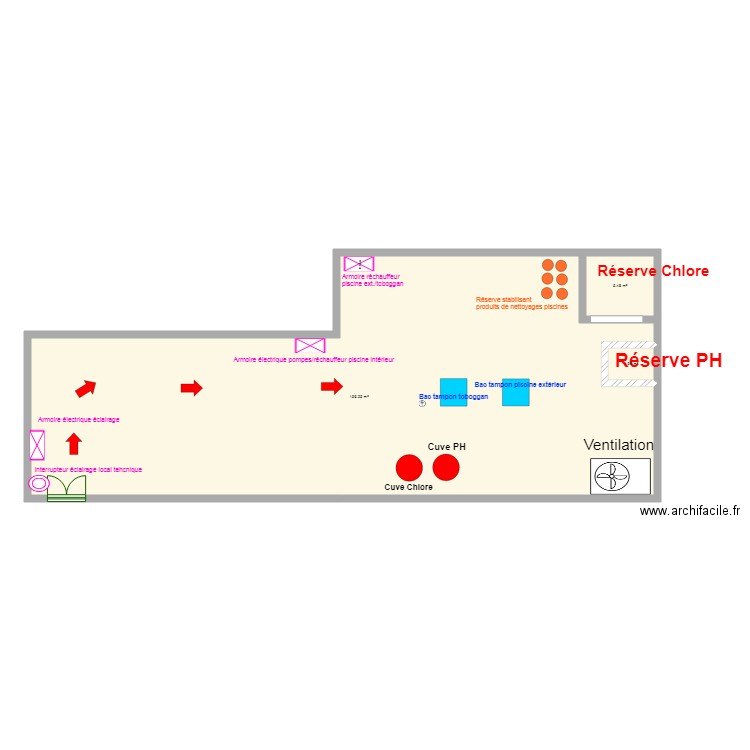 plan local technique piscine. Plan de 0 pièce et 0 m2