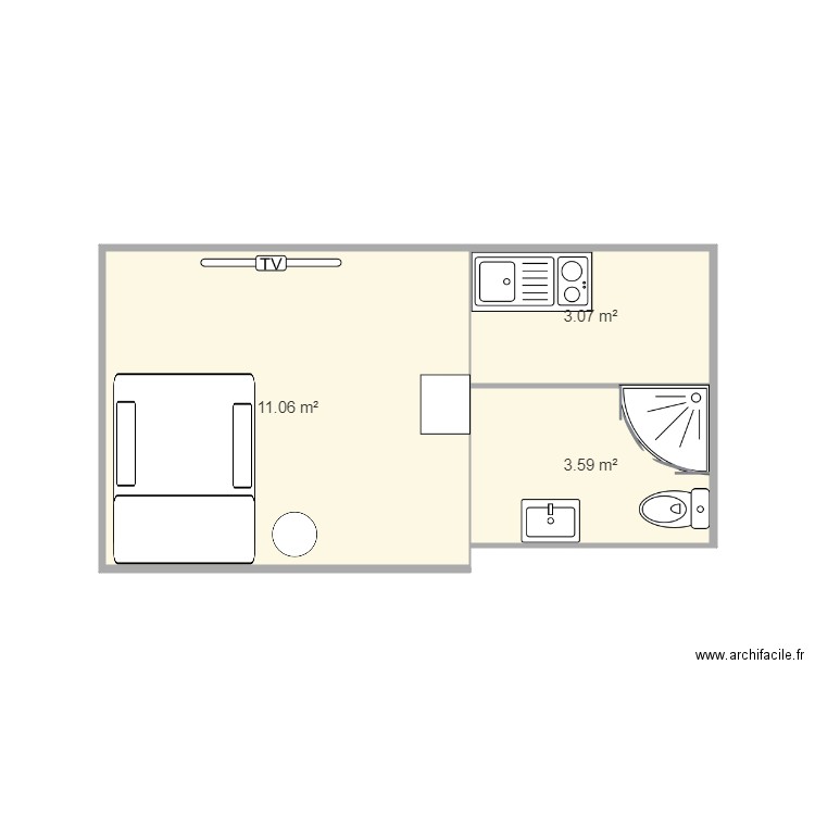 studio. Plan de 0 pièce et 0 m2