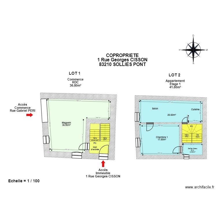 SUDRE RDC ETAGE 1. Plan de 0 pièce et 0 m2