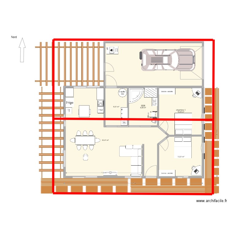 maison bois 2. Plan de 6 pièces et 132 m2