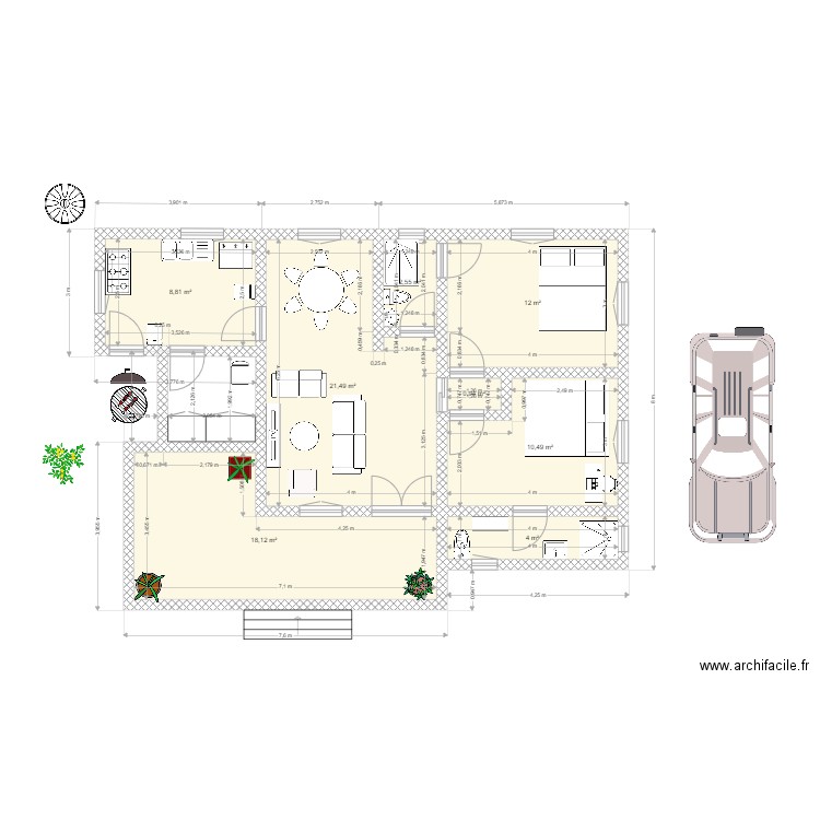 Plan pour Fougamou. Plan de 8 pièces et 78 m2
