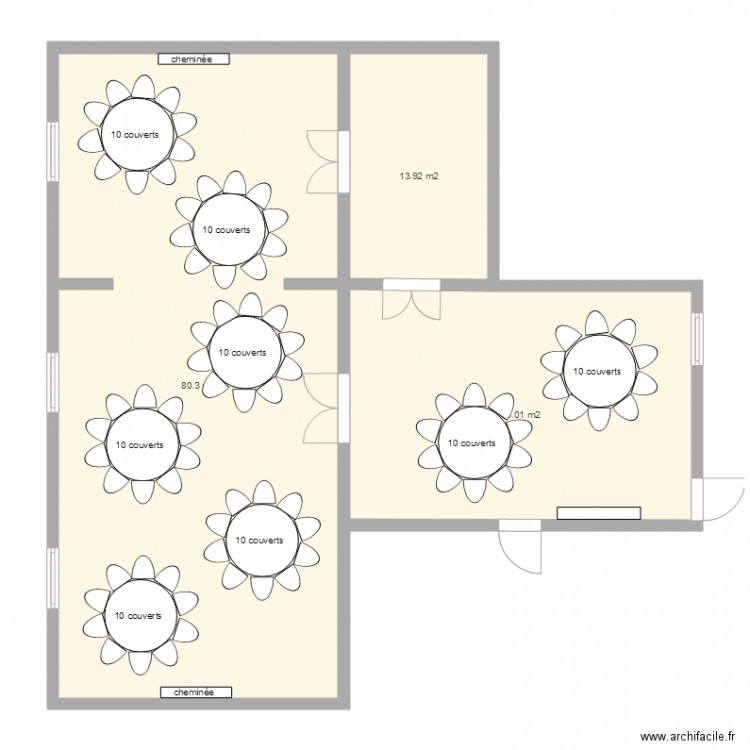 etage version assis 10 couverts. Plan de 0 pièce et 0 m2