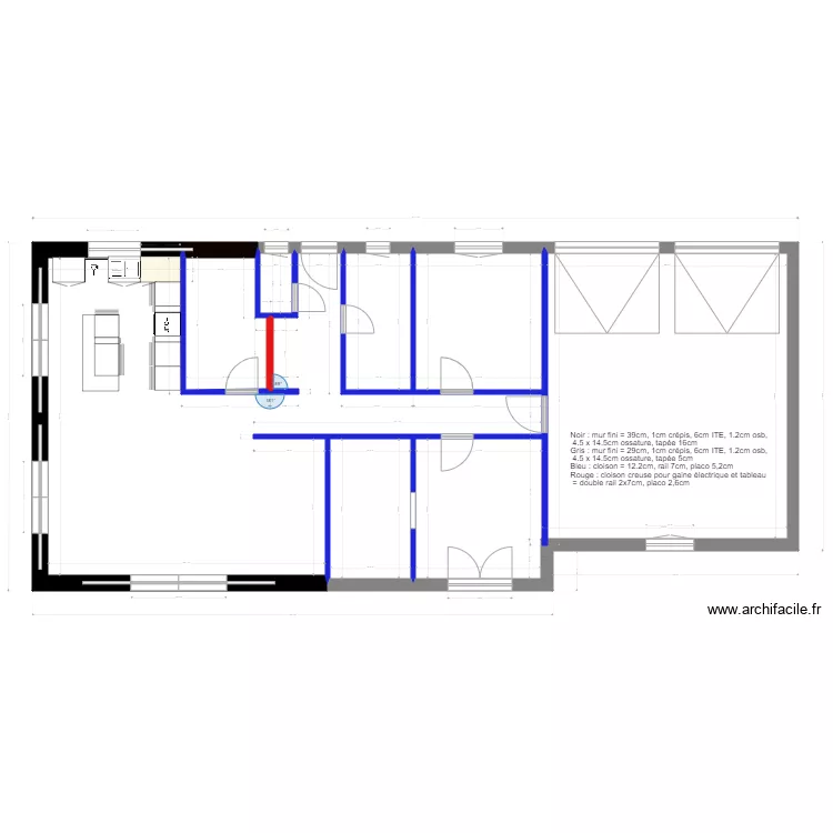 implantation cuisine. Plan de 