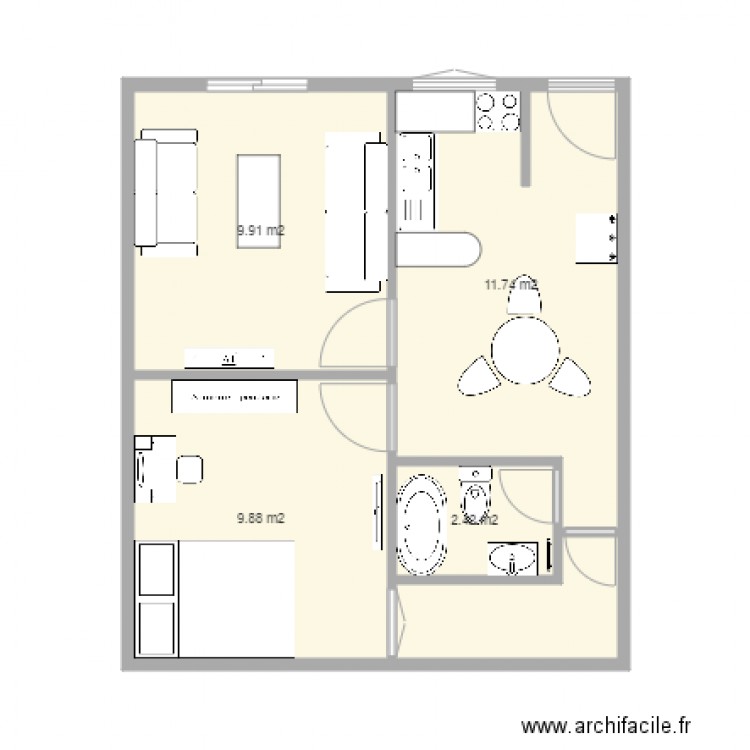studio f2. Plan de 0 pièce et 0 m2