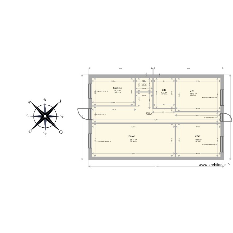 Ferdous. Plan de 7 pièces et 84 m2