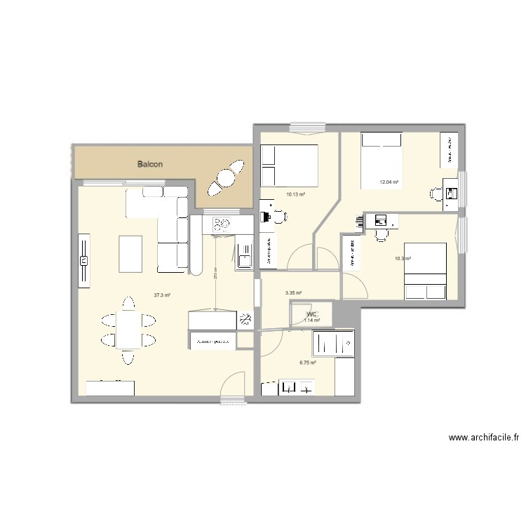 Appartement v1. Plan de 0 pièce et 0 m2