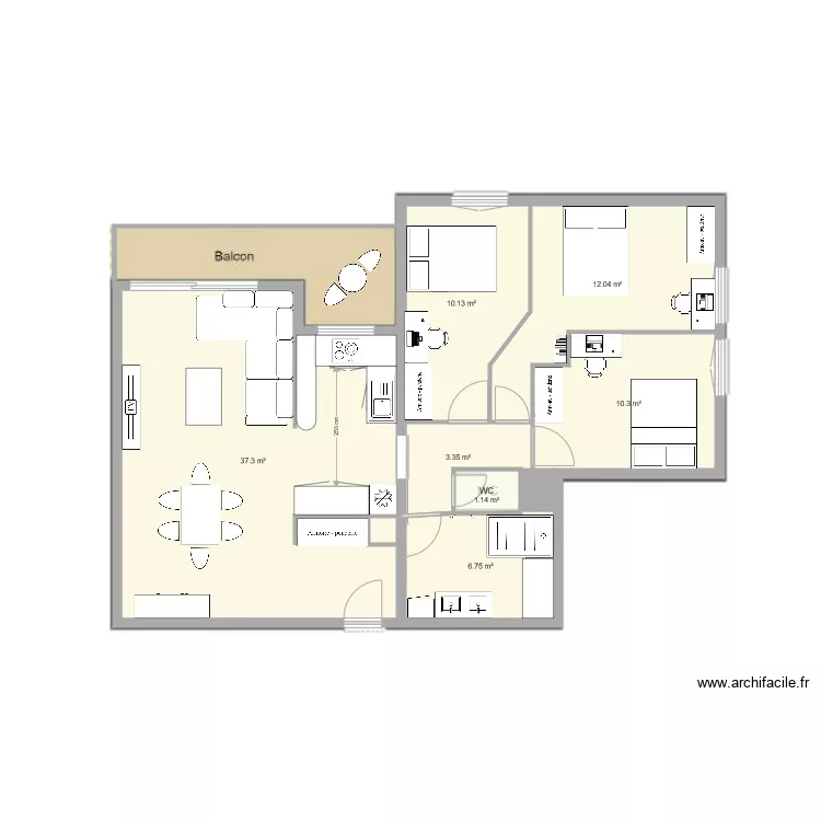 Appartement v1. Plan de 