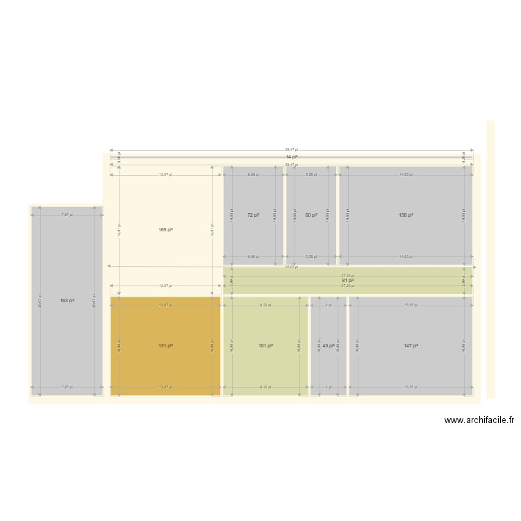 des chenes. Plan de 11 pièces et 106 m2