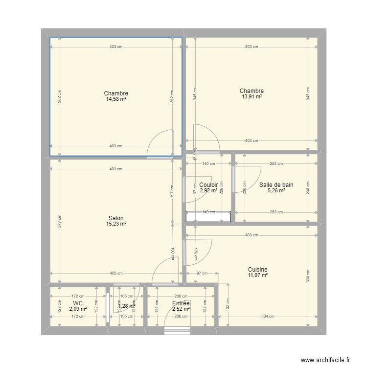 GARCIA APPT. Plan de 9 pièces et 69 m2