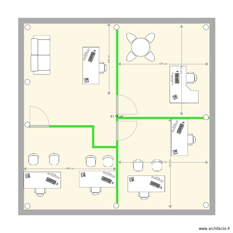 Le Lavandou version 2. Plan de 1 pièce et 81 m2