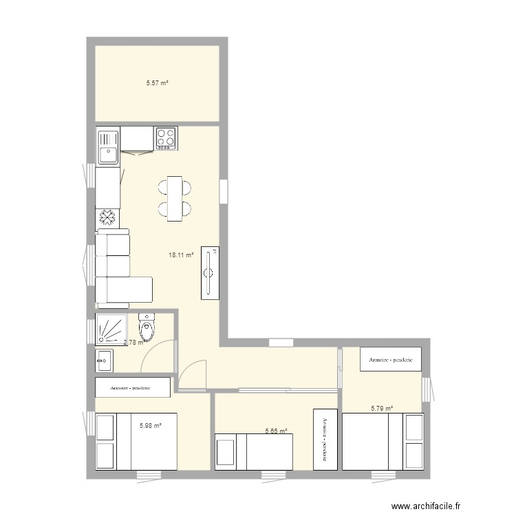 40m2. Plan de 0 pièce et 0 m2