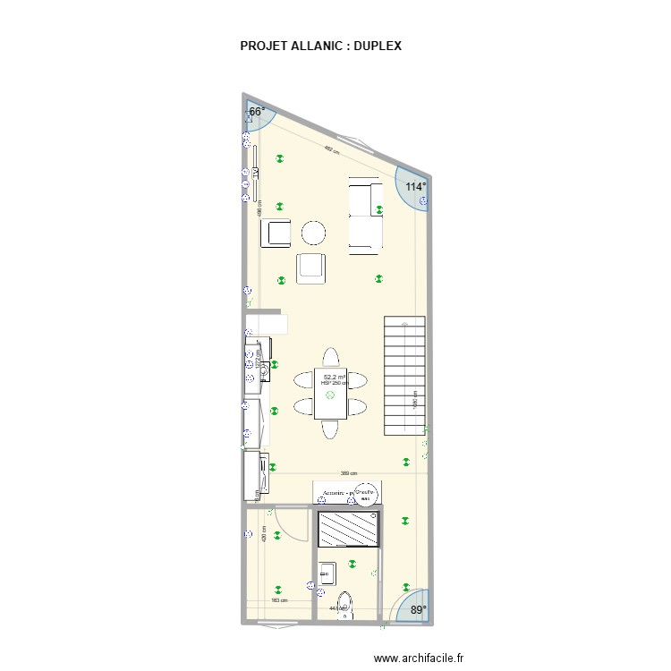 projet allanic duplex. Plan de 1 pièce et 52 m2