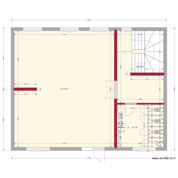 classe etage anatole france. Plan de 6 pièces et 104 m2