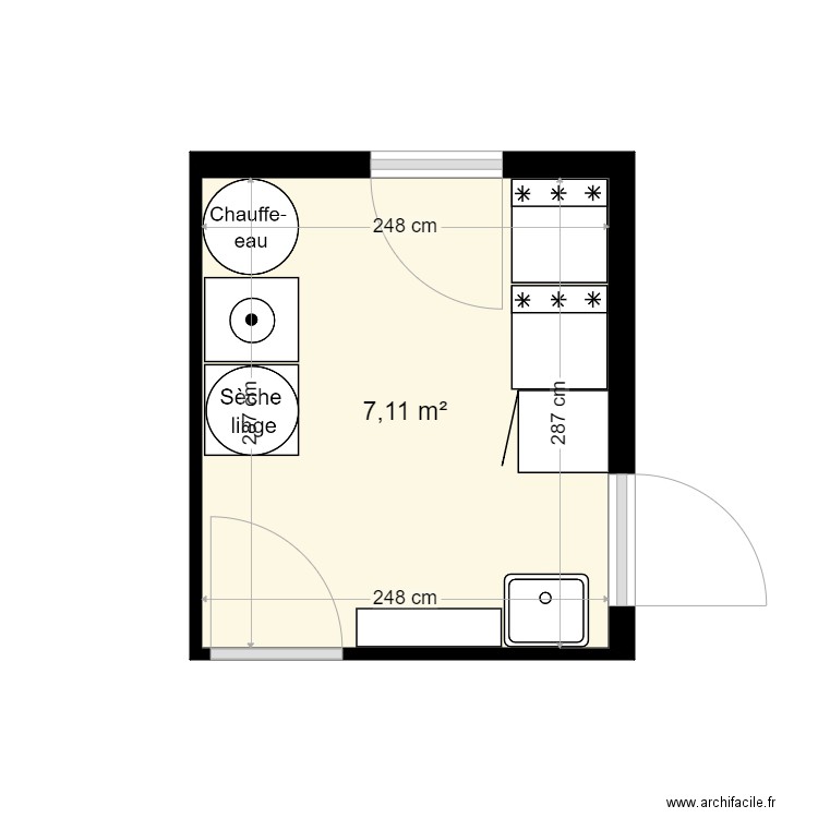 projet cellier. Plan de 1 pièce et 7 m2