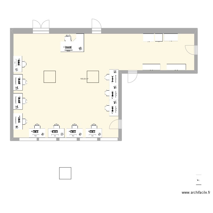 techno final. Plan de 1 pièce et 101 m2