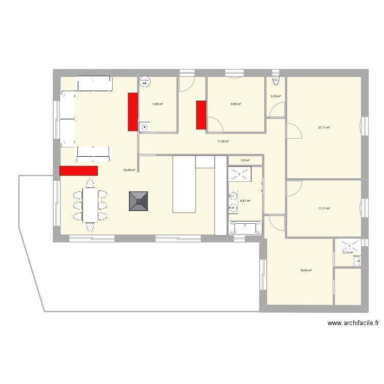 archi final. Plan de 11 pièces et 146 m2