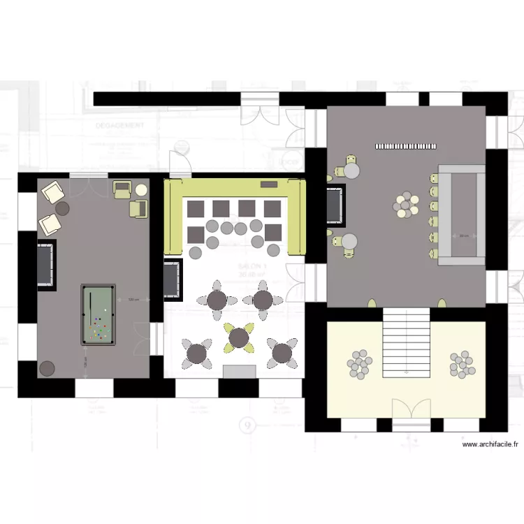 Bar Lounge Ch&acirc;teau. Plan de 