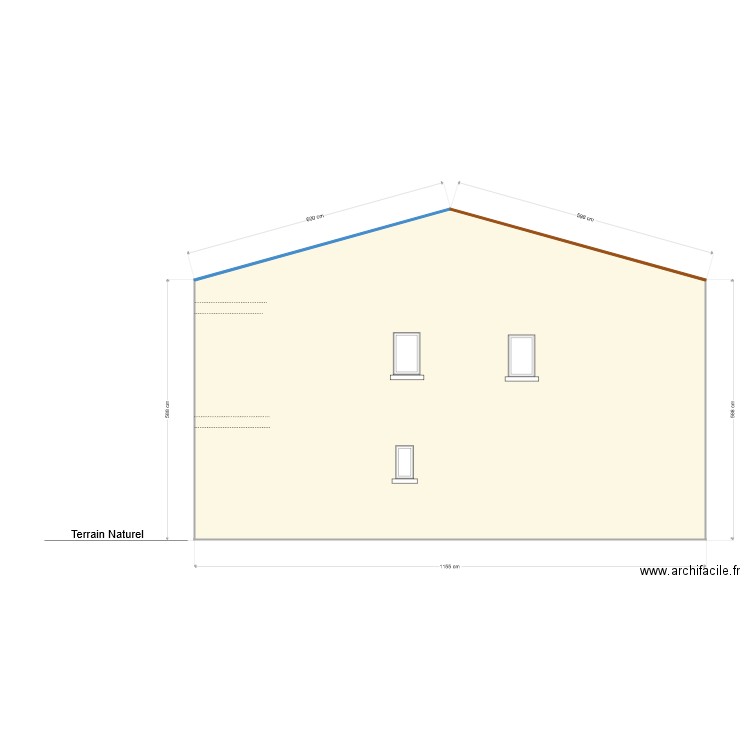 facade nord existant fini. Plan de 0 pièce et 0 m2