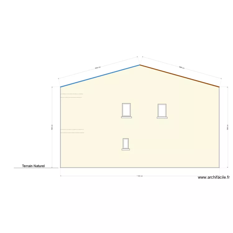 facade nord existant fini. Plan de 