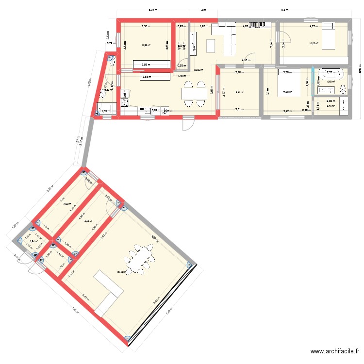 Maison projet 2. Plan de 13 pièces et 165 m2